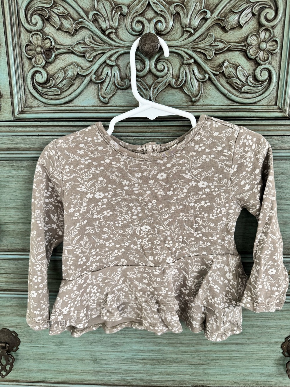 Colored Organics Floral Peplum Long-Sleeve Top